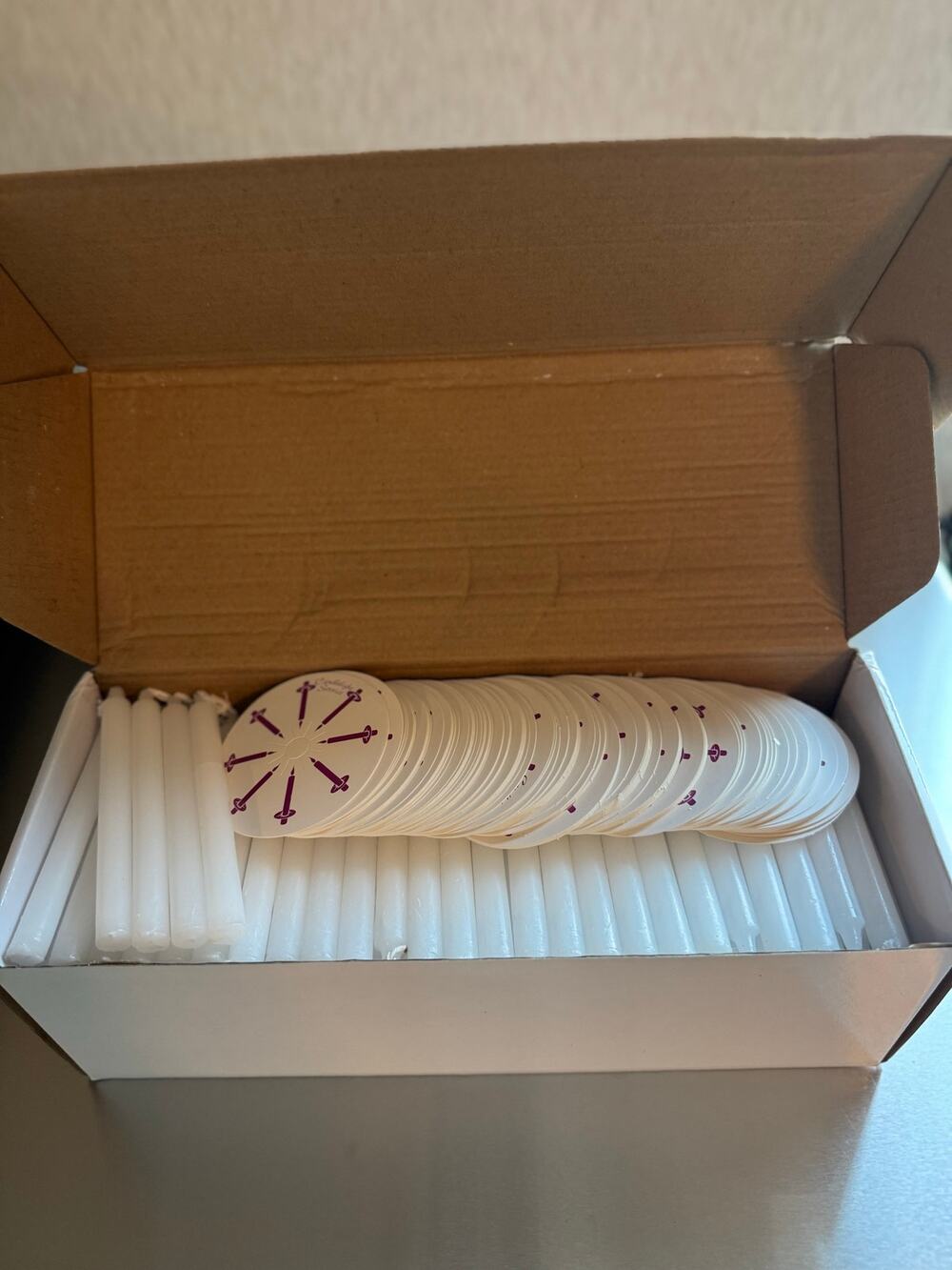 Candlelight Church Service Set 200 White Congregation Candles Paper Drip Catcher